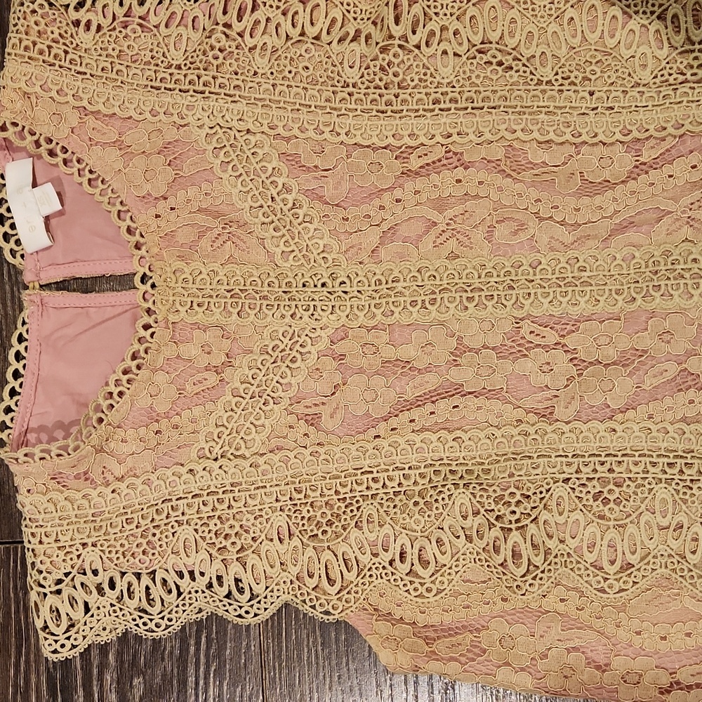 ❤️ NWOT! ANTHROPOLOGIE ERI + ALI SYDNEY LACE BLOUSE / TOP IN BEIGE/PINK, XS - Picture 6 of 12